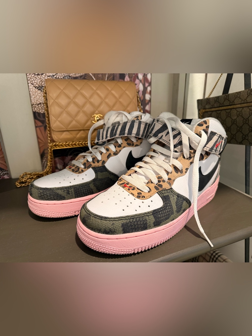 Nike Air Force 1'07 Mid Animal Instinct Pink DZ4841-100 Women's Size 9 Shoes